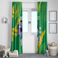 Custom Brazil Football Window Curtain Vamos Selecao Brushes Style - Wonder Print Shop
