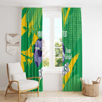 Custom Brazil Football Window Curtain Vamos Selecao Brushes Style - Wonder Print Shop