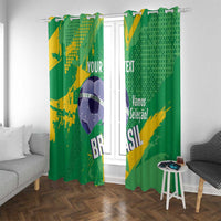 Custom Brazil Football Window Curtain Vamos Selecao Brushes Style - Wonder Print Shop