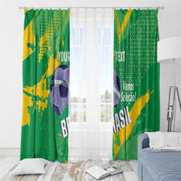 Custom Brazil Football Window Curtain Vamos Selecao Brushes Style - Wonder Print Shop