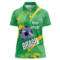 Custom Brazil Football Women Polo Shirt Vamos Selecao Brushes Style - Wonder Print Shop