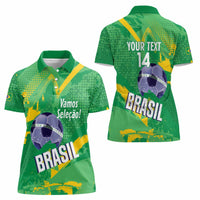 Custom Brazil Football Women Polo Shirt Vamos Selecao Brushes Style - Wonder Print Shop