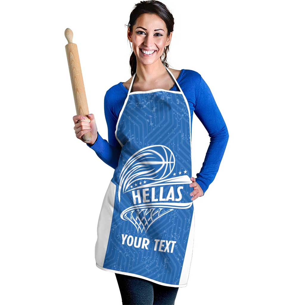 Greece Basketball Custom Apron Go Hellas Blue Version - Wonder Print Shop