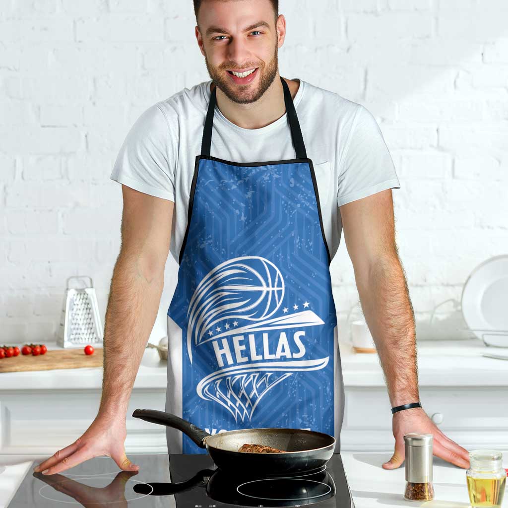 Greece Basketball Custom Apron Go Hellas Blue Version - Wonder Print Shop