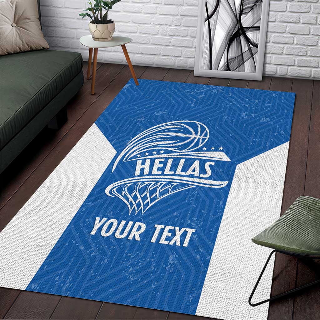 Greece Basketball Custom Area Rug Go Hellas Blue Version - Wonder Print Shop