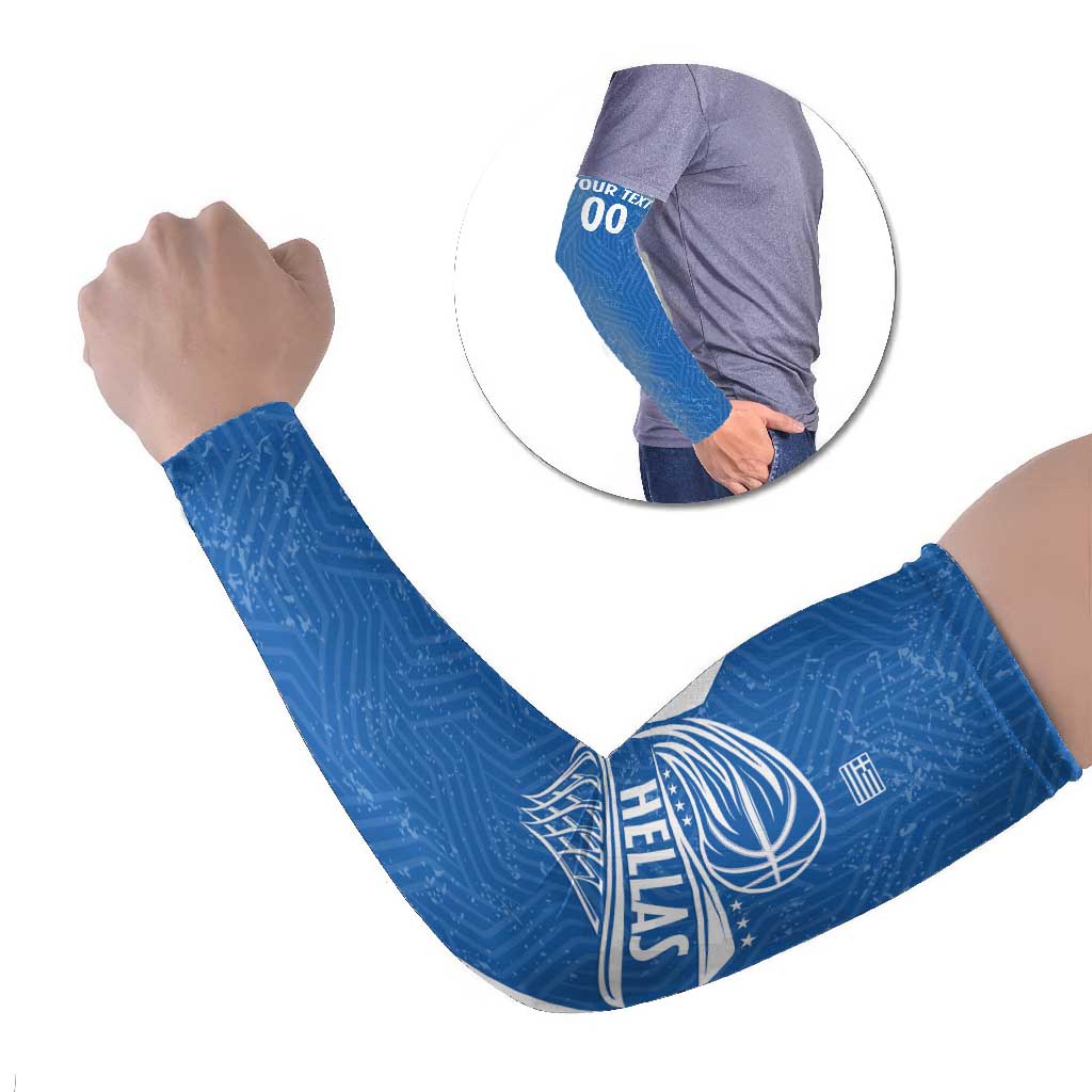 Greece Basketball Custom Arm Sleeves Go Hellas Blue Version - Wonder Print Shop