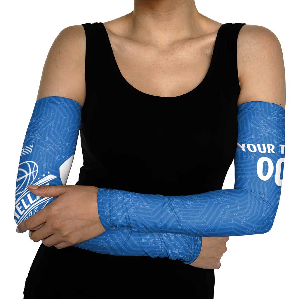 Greece Basketball Custom Arm Sleeves Go Hellas Blue Version - Wonder Print Shop