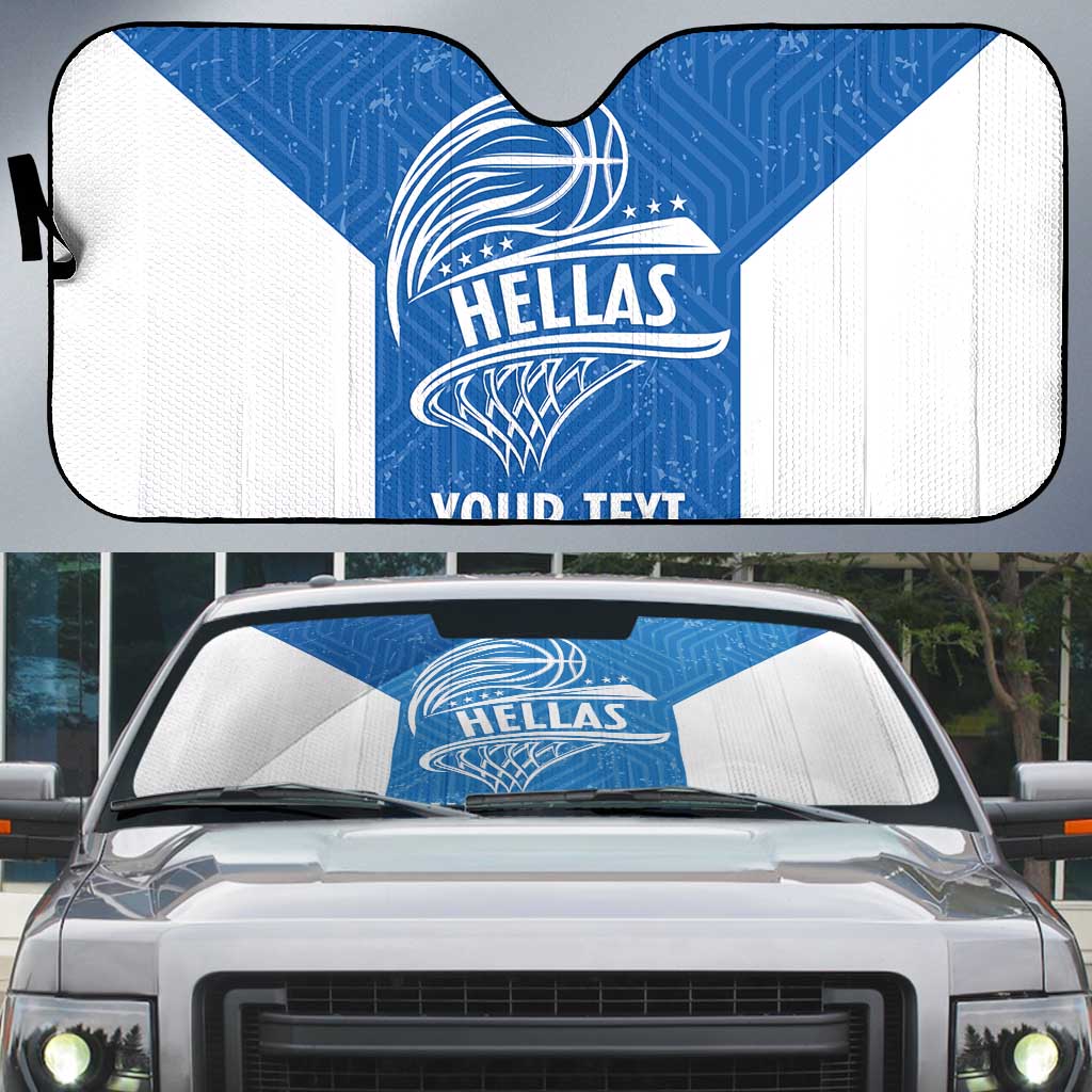 Greece Basketball Custom Auto Sun Shade Go Hellas Blue Version - Wonder Print Shop