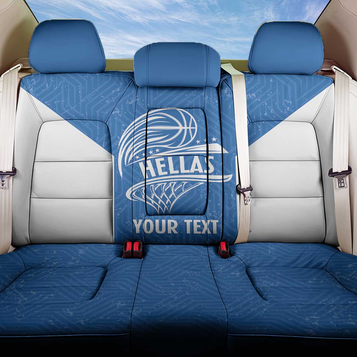 Greece Basketball Custom Back Car Seat Cover Go Hellas Blue Version - Wonder Print Shop