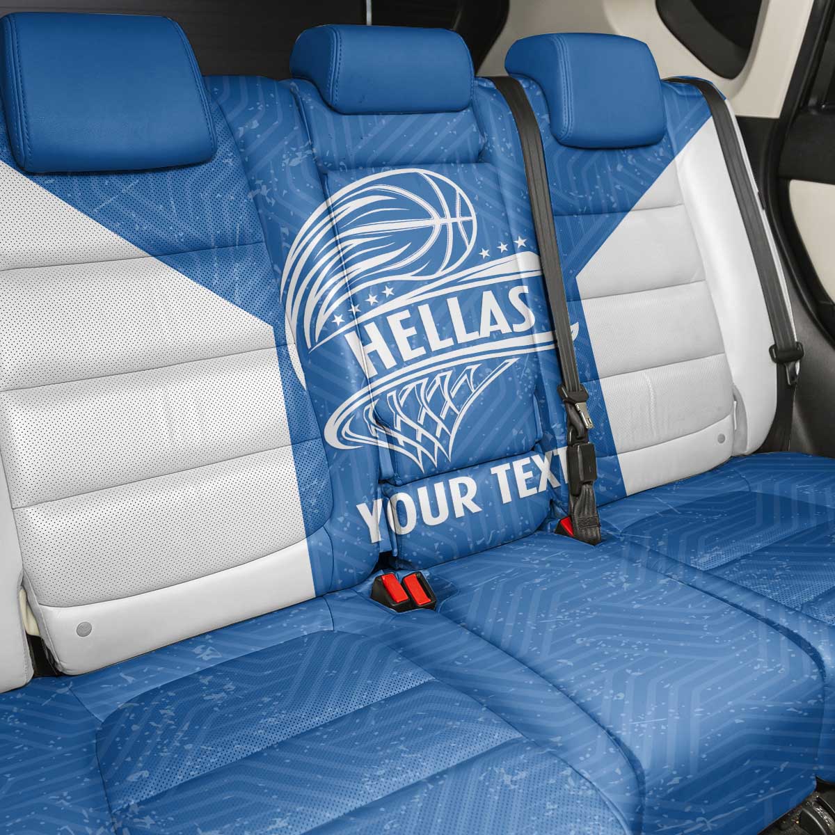 Greece Basketball Custom Back Car Seat Cover Go Hellas Blue Version - Wonder Print Shop