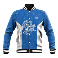Greece Basketball Custom Baseball Jacket Go Hellas Blue Version - Wonder Print Shop