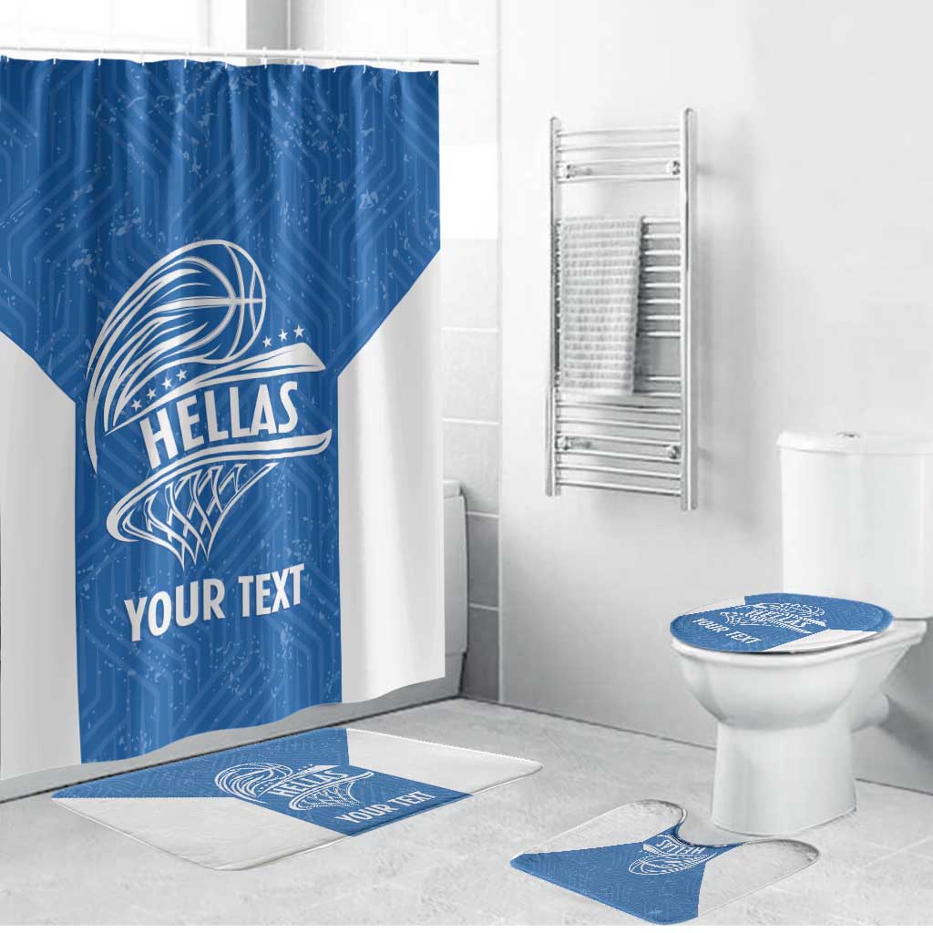 Greece Basketball Custom Bathroom Set Go Hellas Blue Version - Wonder Print Shop