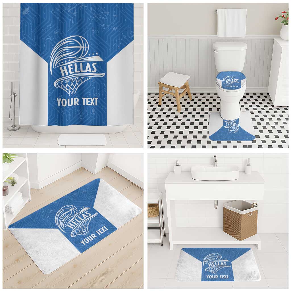 Greece Basketball Custom Bathroom Set Go Hellas Blue Version - Wonder Print Shop