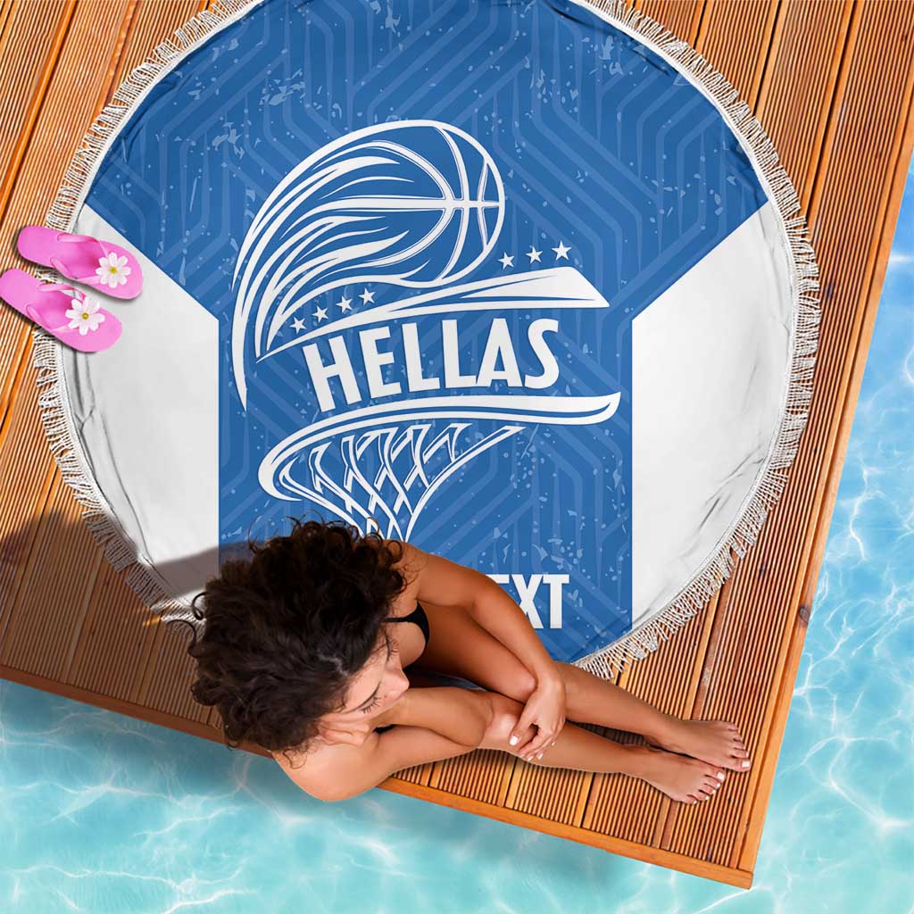 Greece Basketball Custom Beach Blanket Go Hellas Blue Version - Wonder Print Shop
