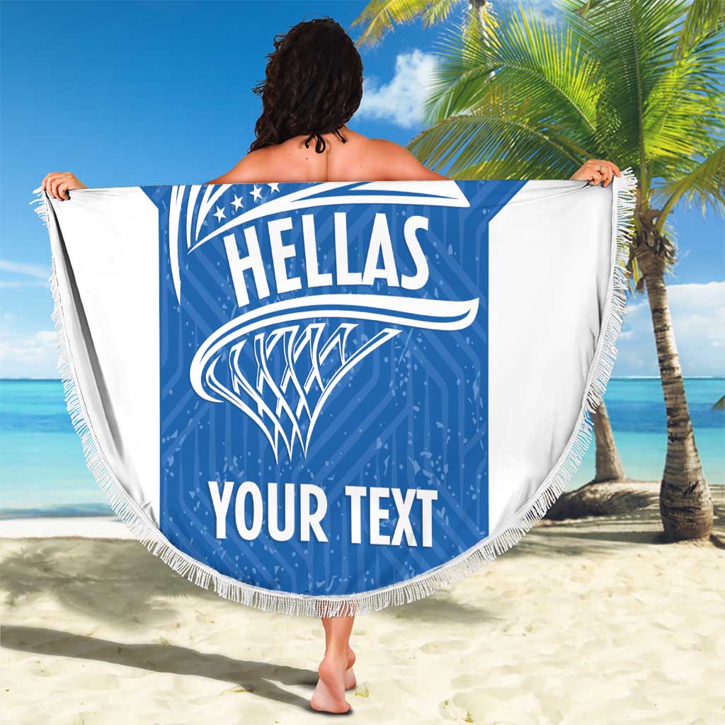 Greece Basketball Custom Beach Blanket Go Hellas Blue Version - Wonder Print Shop
