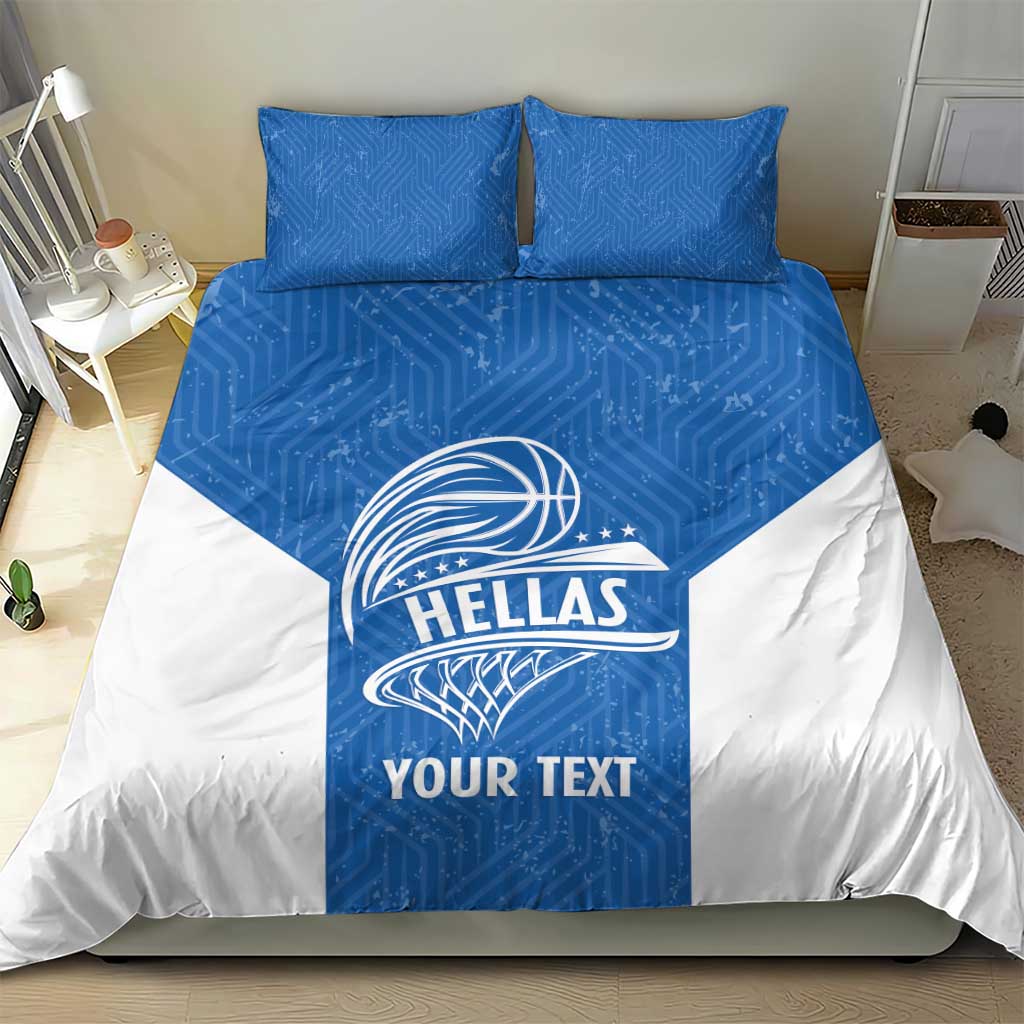 Greece Basketball Custom Bedding Set Go Hellas Blue Version - Wonder Print Shop