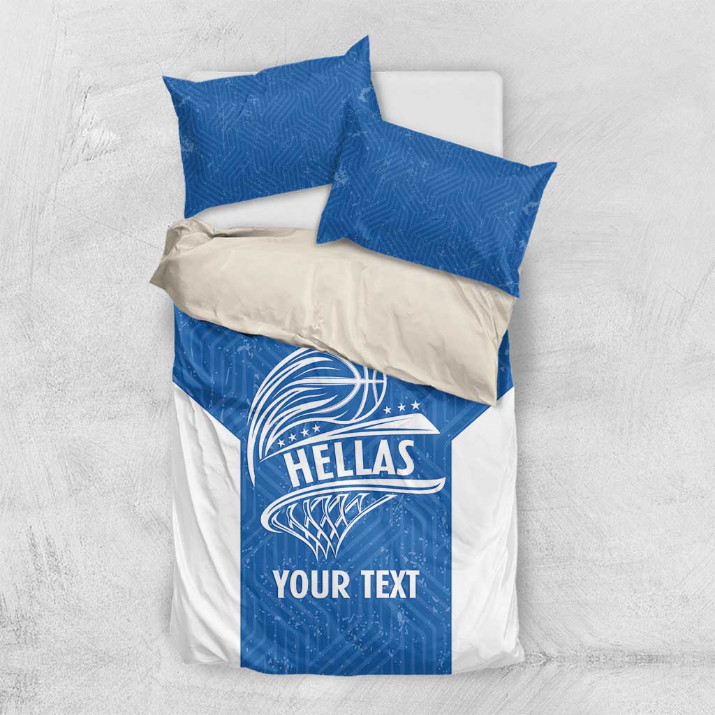 Greece Basketball Custom Bedding Set Go Hellas Blue Version - Wonder Print Shop