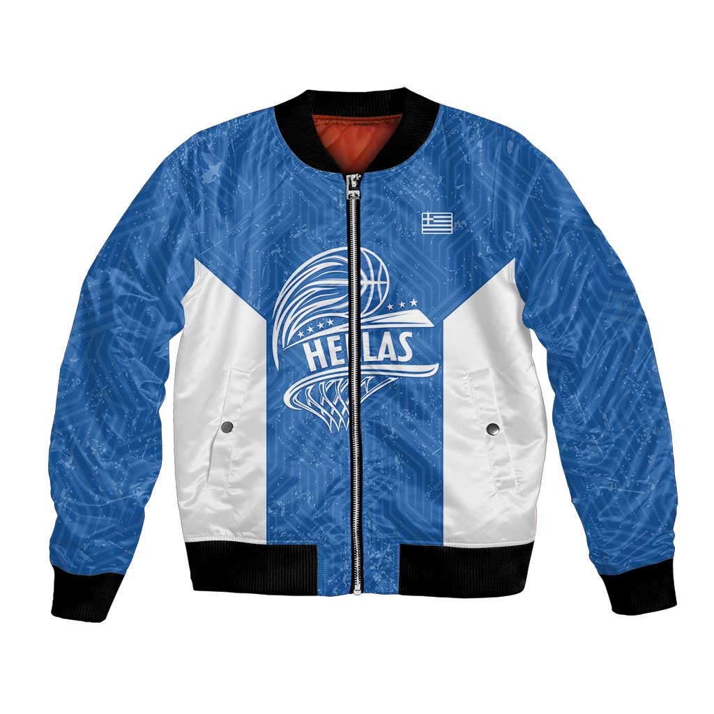 Greece Basketball Custom Bomber Jacket Go Hellas Blue Version - Wonder Print Shop