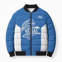 Greece Basketball Custom Bomber Puffer Jacket Go Hellas Blue Version - Wonder Print Shop