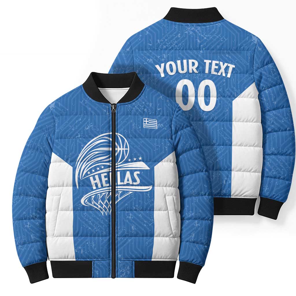 Greece Basketball Custom Bomber Puffer Jacket Go Hellas Blue Version - Wonder Print Shop