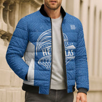 Greece Basketball Custom Bomber Puffer Jacket Go Hellas Blue Version - Wonder Print Shop