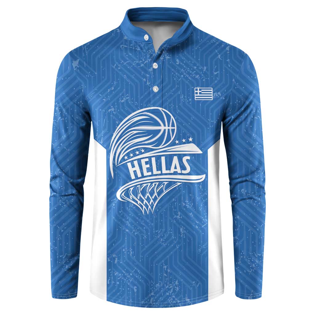 Greece Basketball Custom Button Sweatshirt Go Hellas Blue Version - Wonder Print Shop