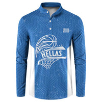 Greece Basketball Custom Button Sweatshirt Go Hellas Blue Version - Wonder Print Shop