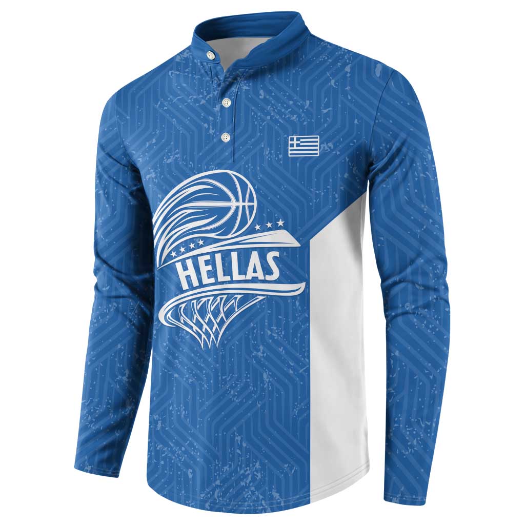 Greece Basketball Custom Button Sweatshirt Go Hellas Blue Version - Wonder Print Shop