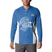 Greece Basketball Custom Button Sweatshirt Go Hellas Blue Version - Wonder Print Shop