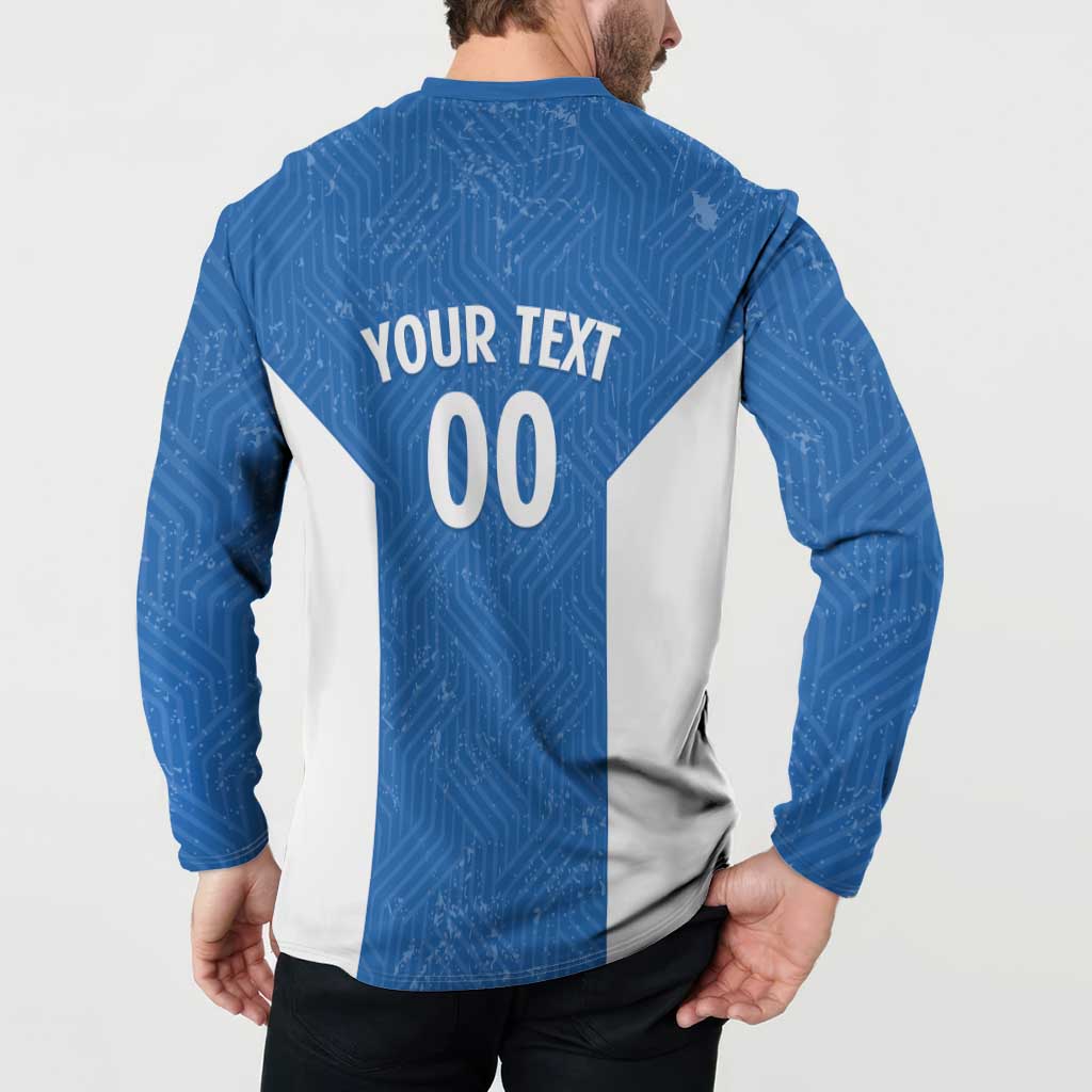 Greece Basketball Custom Button Sweatshirt Go Hellas Blue Version - Wonder Print Shop