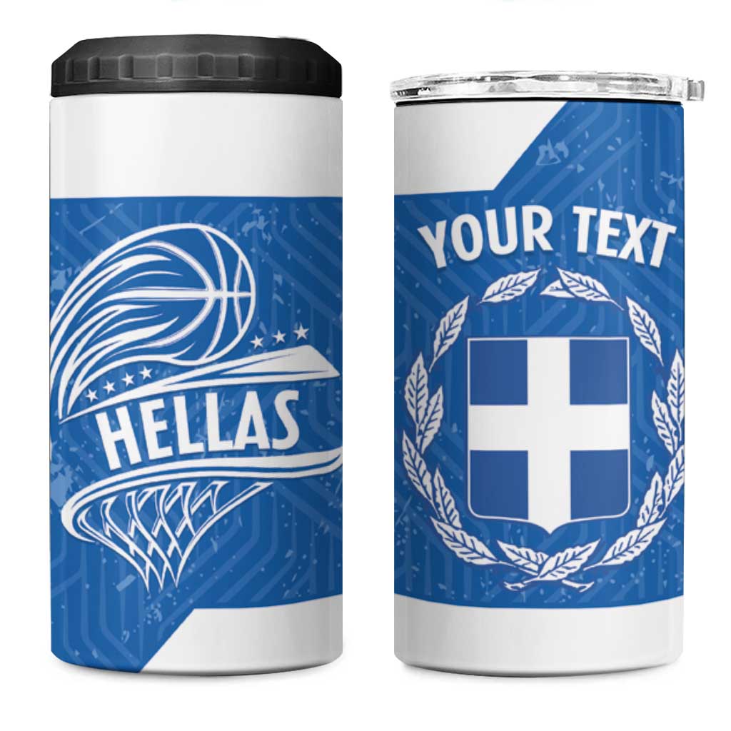 Greece Basketball Custom 4 in 1 Can Cooler Tumbler Go Hellas Blue Version - Wonder Print Shop