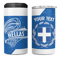 Greece Basketball Custom 4 in 1 Can Cooler Tumbler Go Hellas Blue Version - Wonder Print Shop