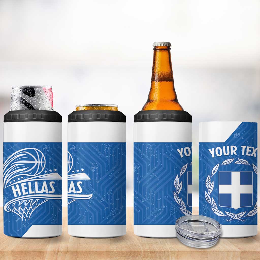 Greece Basketball Custom 4 in 1 Can Cooler Tumbler Go Hellas Blue Version - Wonder Print Shop