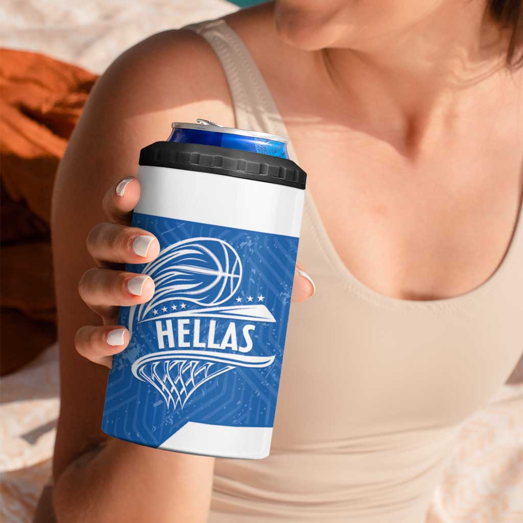 Greece Basketball Custom 4 in 1 Can Cooler Tumbler Go Hellas Blue Version - Wonder Print Shop