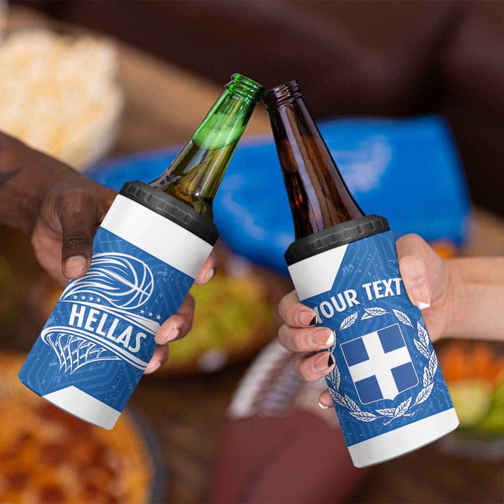 Greece Basketball Custom 4 in 1 Can Cooler Tumbler Go Hellas Blue Version - Wonder Print Shop