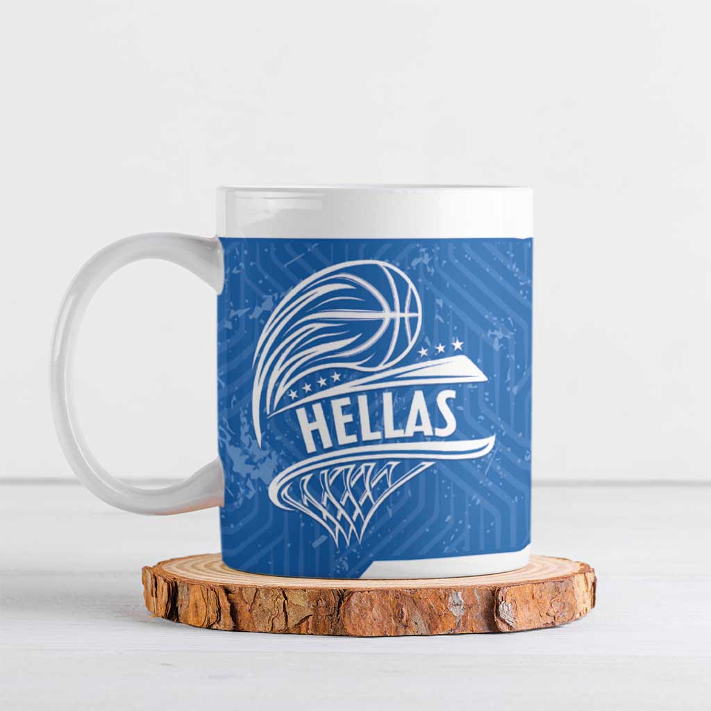 Greece Basketball Custom Ceramic Mug Go Hellas Blue Version - Wonder Print Shop