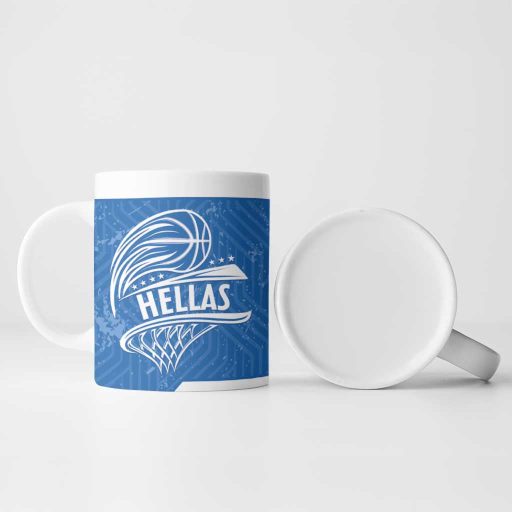 Greece Basketball Custom Ceramic Mug Go Hellas Blue Version - Wonder Print Shop