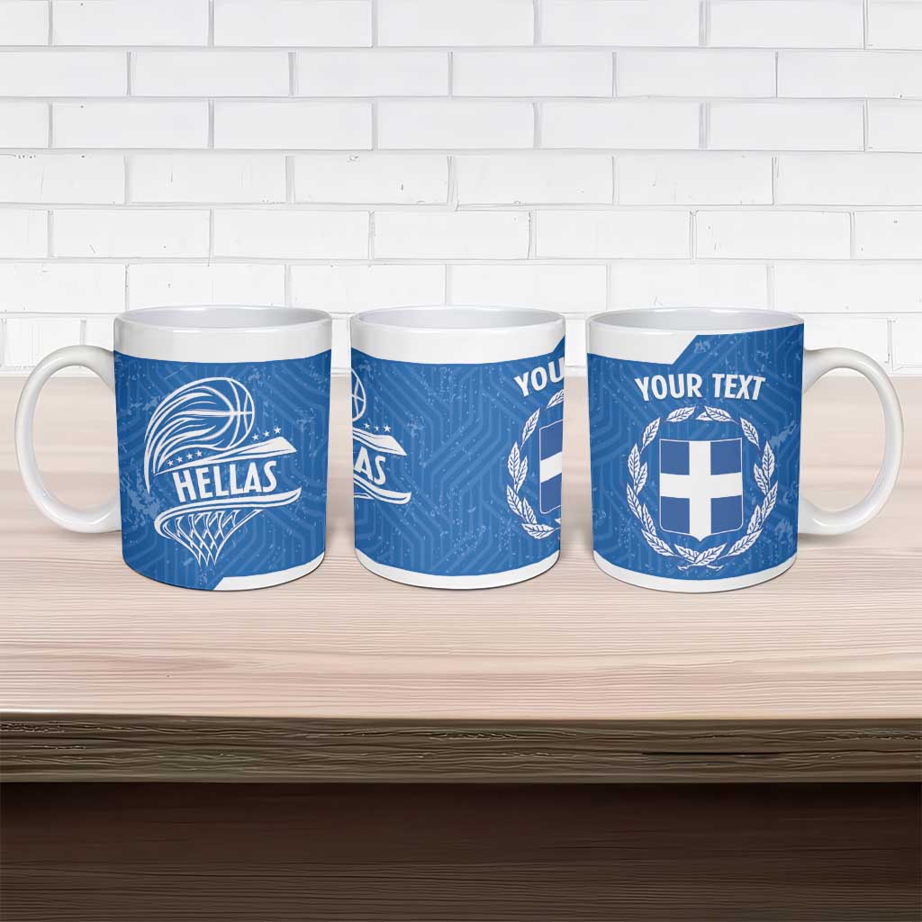Greece Basketball Custom Ceramic Mug Go Hellas Blue Version - Wonder Print Shop