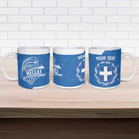 Greece Basketball Custom Ceramic Mug Go Hellas Blue Version - Wonder Print Shop
