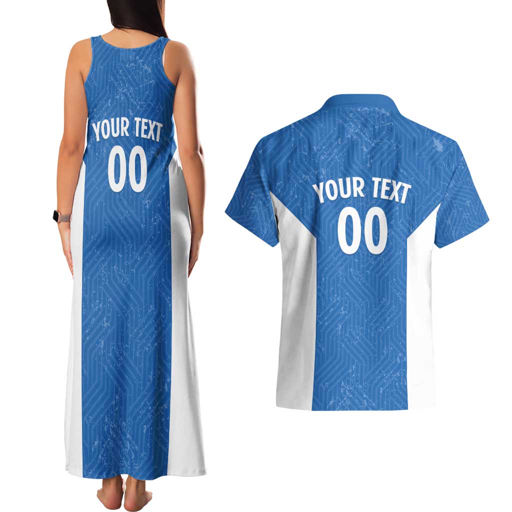 Greece Basketball Custom Couples Matching Tank Maxi Dress and Hawaiian Shirt Go Hellas Blue Version - Wonder Print Shop