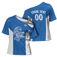 Greece Basketball Custom Cross Shoulder Shirt Go Hellas Blue Version - Wonder Print Shop
