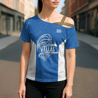 Greece Basketball Custom Cross Shoulder Shirt Go Hellas Blue Version - Wonder Print Shop