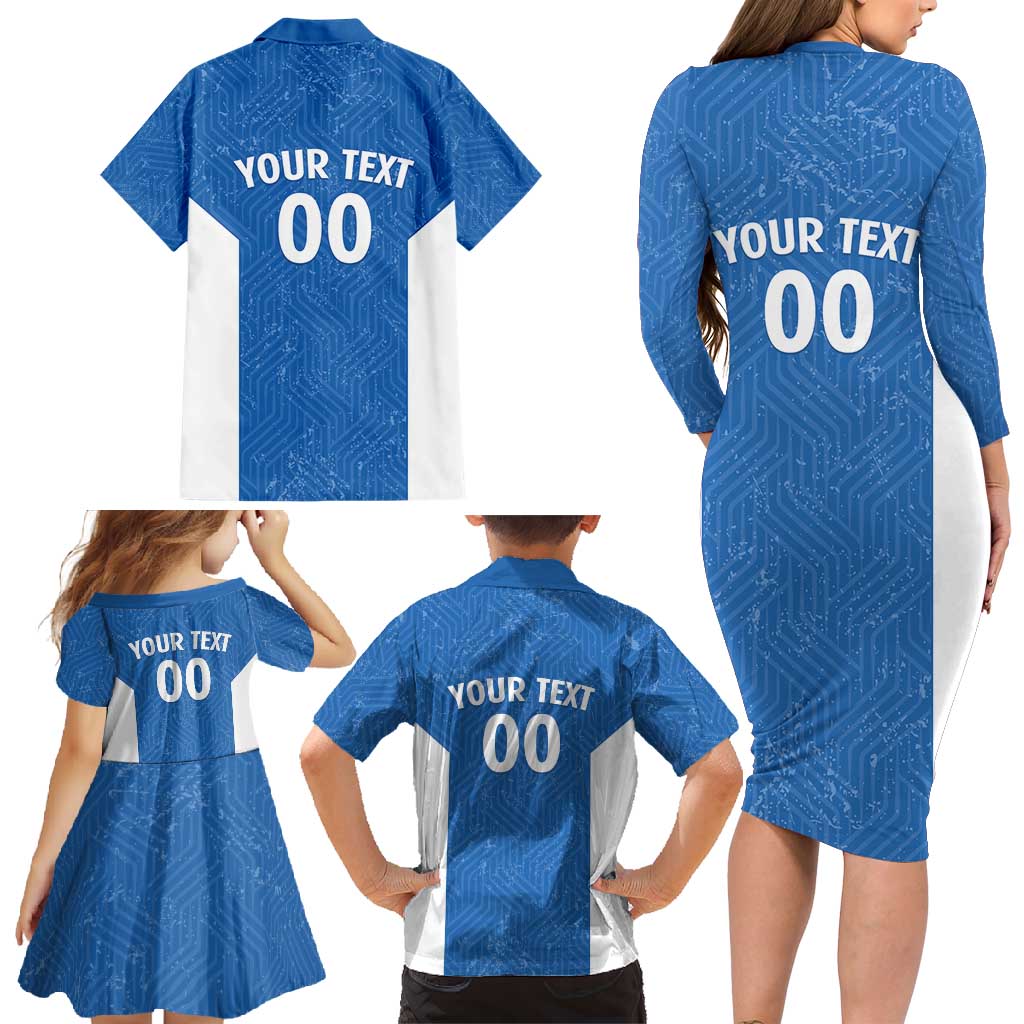 Greece Basketball Custom Family Matching Long Sleeve Bodycon Dress and Hawaiian Shirt Go Hellas Blue Version - Wonder Print Shop