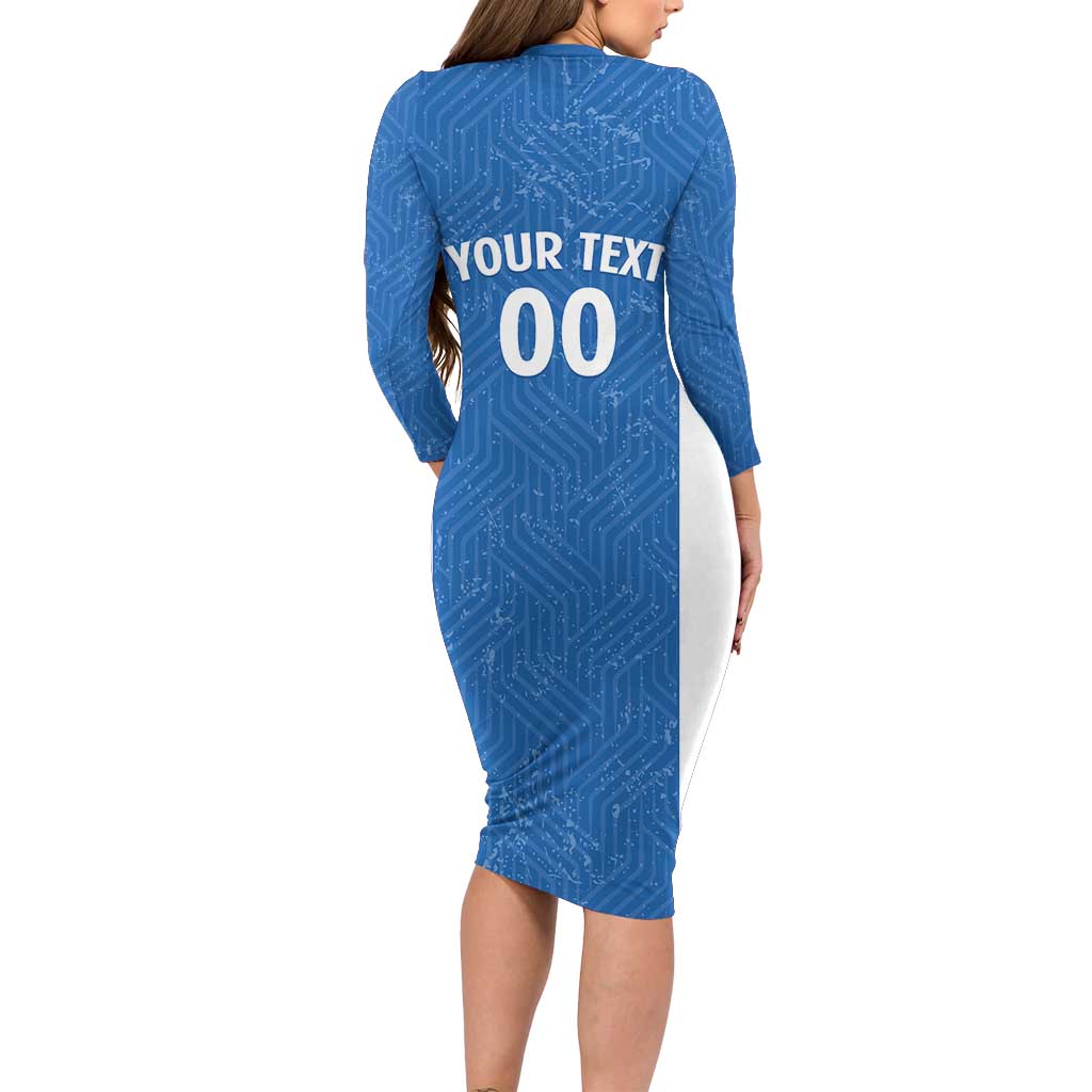 Greece Basketball Custom Family Matching Long Sleeve Bodycon Dress and Hawaiian Shirt Go Hellas Blue Version - Wonder Print Shop