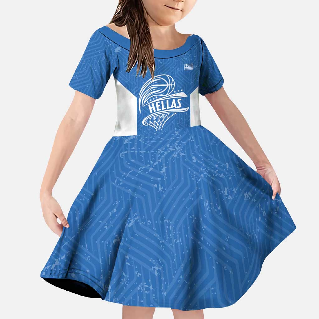 Greece Basketball Custom Family Matching Mermaid Dress and Hawaiian Shirt Go Hellas Blue Version - Wonder Print Shop