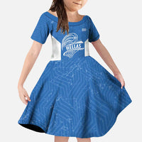 Greece Basketball Custom Family Matching Mermaid Dress and Hawaiian Shirt Go Hellas Blue Version - Wonder Print Shop