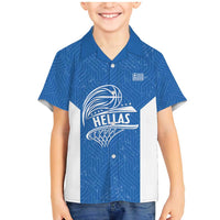 Greece Basketball Custom Family Matching Mermaid Dress and Hawaiian Shirt Go Hellas Blue Version - Wonder Print Shop