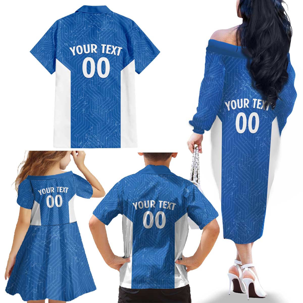 Greece Basketball Custom Family Matching Off The Shoulder Long Sleeve Dress and Hawaiian Shirt Go Hellas Blue Version - Wonder Print Shop