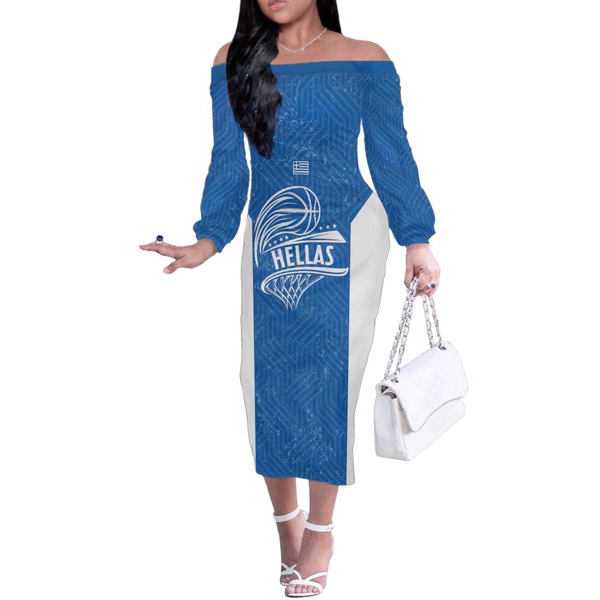 Greece Basketball Custom Family Matching Off The Shoulder Long Sleeve Dress and Hawaiian Shirt Go Hellas Blue Version - Wonder Print Shop