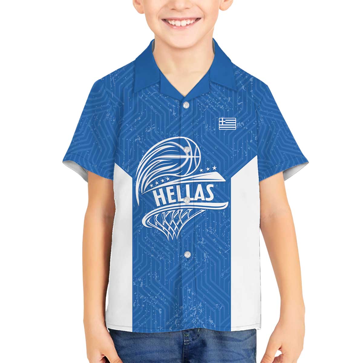 Greece Basketball Custom Family Matching Off The Shoulder Long Sleeve Dress and Hawaiian Shirt Go Hellas Blue Version - Wonder Print Shop
